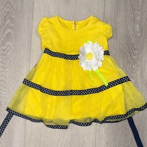 Youngland Yellow Dress with Navy Accents